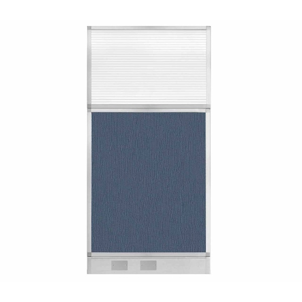 Hush Panel Configurable Cubicle Partition 3' x 6' Ocean Fabric Clear Fluted Window w/ Cable Channel